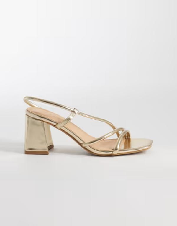 セクウェル レディース シューズ サンダル ヒール SEQWL Dandelion strappy block heel sandals Gold ゴールド