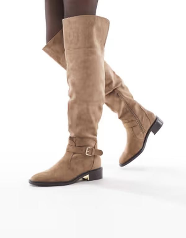 セクウェル レディース シューズ ブーツ・レインブーツ SEQWLatte buckle detail over the knee boots in mokka
