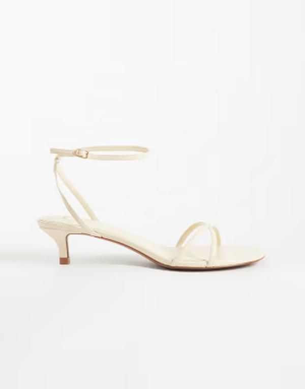 マンゴ レディース シューズ サンダル ヒール Mango strappy kitten heeled sandals in butter yellow Butter yellow イエロー