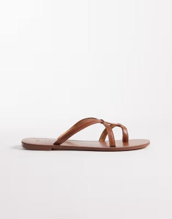 セクウェル レディース シューズ サンダル SEQWL strappy flat sandals in tan タン