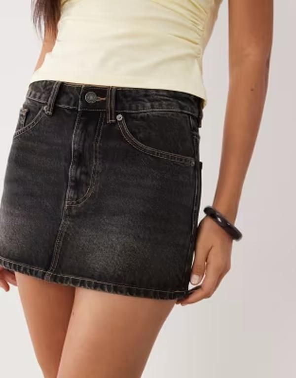 コットンオン レディース ボトムスカート ミニ デニム Cotton micro denimini skirt UNDONE BLACK ブラック