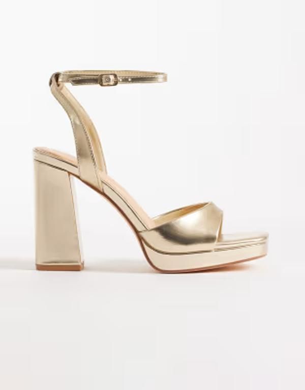 セクウェル レディース シューズ サンダル ヒール SEQWL Cosmic strappy barely there block heeled sandals GOLD ゴールド