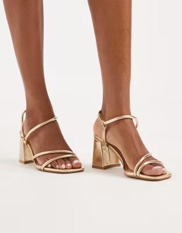 セクウェル レディース シューズ サンダル ヒール SEQWL Dandelion strappy block heeled sandals Gold ゴールド