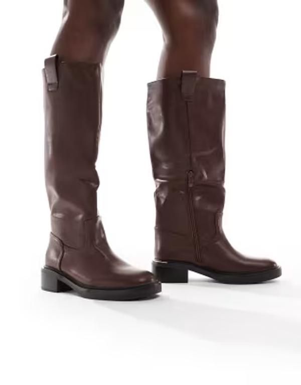 セクウェル レディース シューズ ブーツ・レインブーツ SEQWL Twix knee boots in chocolate Choc PU チョコレート