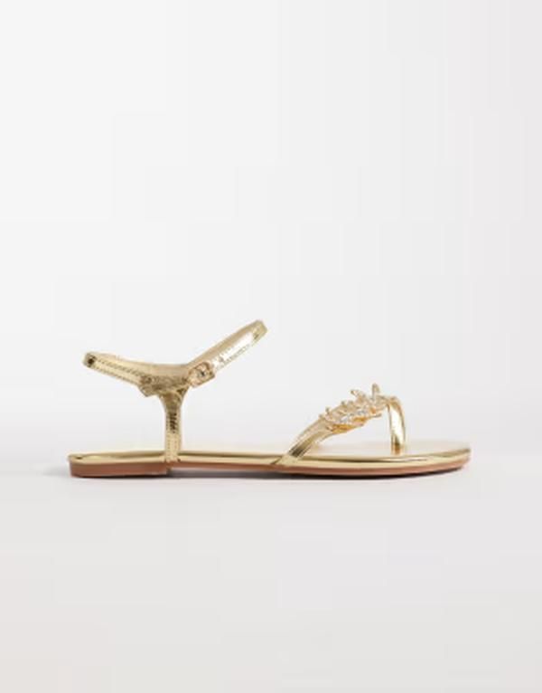 パブリックデザイア ワイドフィット レディース シューズ サンダル Public Desire Wide Fit Elina strappy flat sandals with sea shells