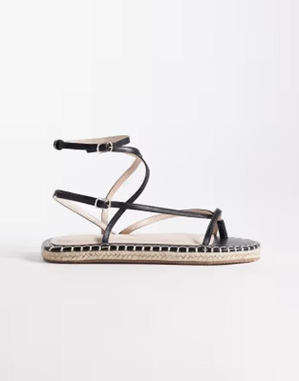レイド ワイドフィット レディース シューズ サンダル RAID Wide Fit Danita espadrille flat sandals BLACK PU ブラック