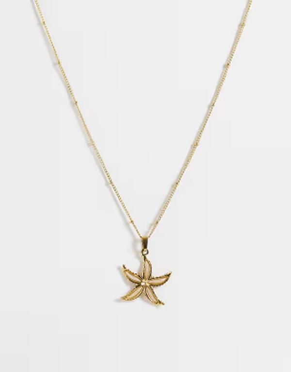 ロストソウルズ レディース アクセサリー ネックレス・チョーカー・ペンダントトップ Tシャツ レース Lost Souls pearlized starfish necklace in 18kt go