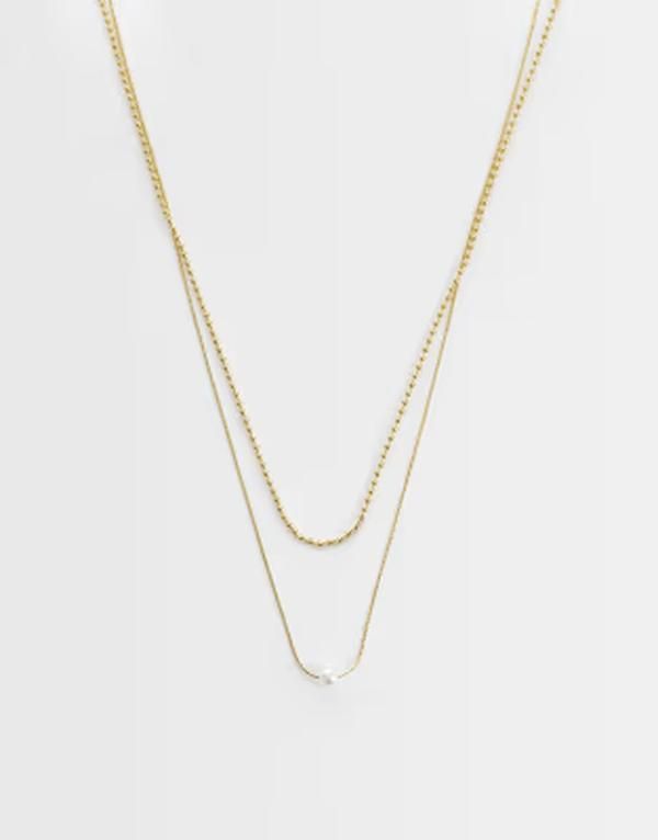 ロストソウルズ レディース アクセサリー ネックレス・チョーカー・ペンダントトップ Tシャツ レース Lost Souls faux pearl drop necklace in 18kt gold