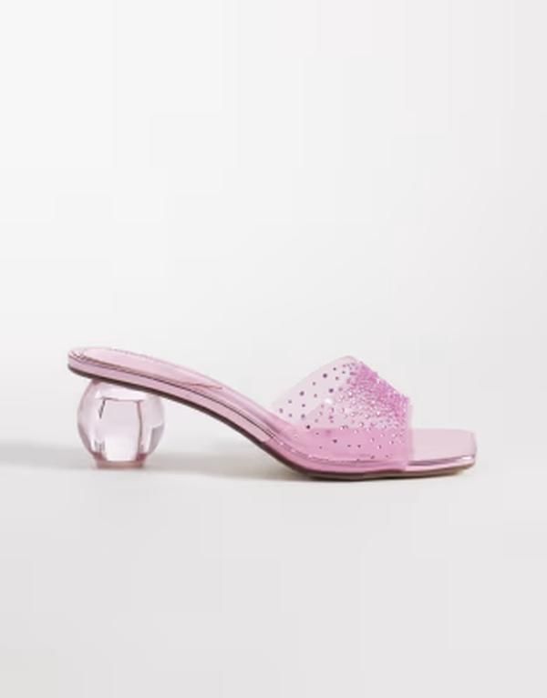 カイア レディース シューズ サンダル ヒール Kaiia exclusive 00s clear diamante sphere heeled sandals in baby PINK ピンク 17,140円