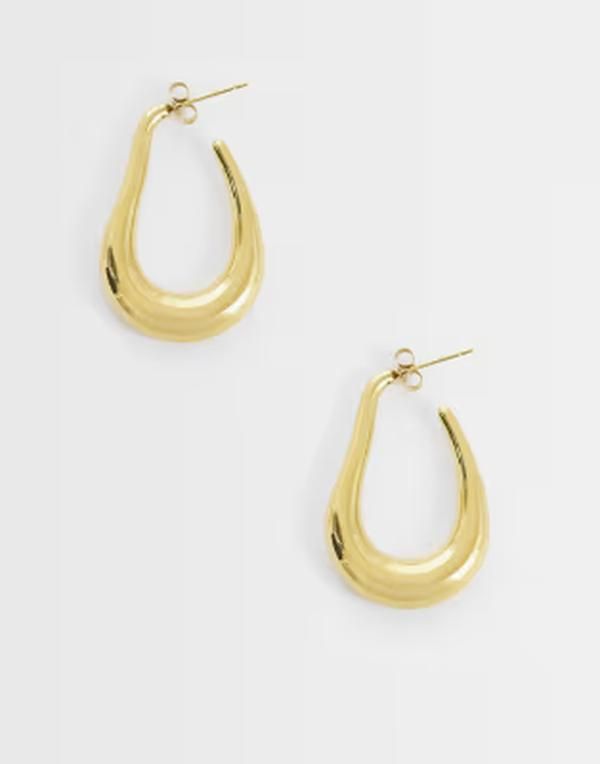 ロストソウルズ レディース アクセサリー ピアス・イヤリング Tシャツ Lost Souls liquified oval hoops in 18kt gold plated stainlesstee