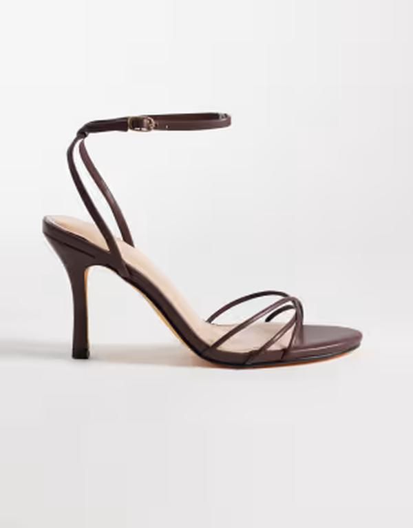 セクウェル レディース シューズ サンダル ヒール SEQWLolly heeled sandals Brown pu ブラウン