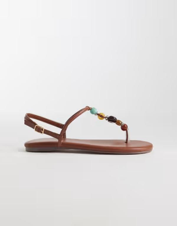 シミー ワイドフィット レディース シューズ サンダル Simmi Wide Fit Simmi London Wide Fit Ishah flat sandals with stones in t