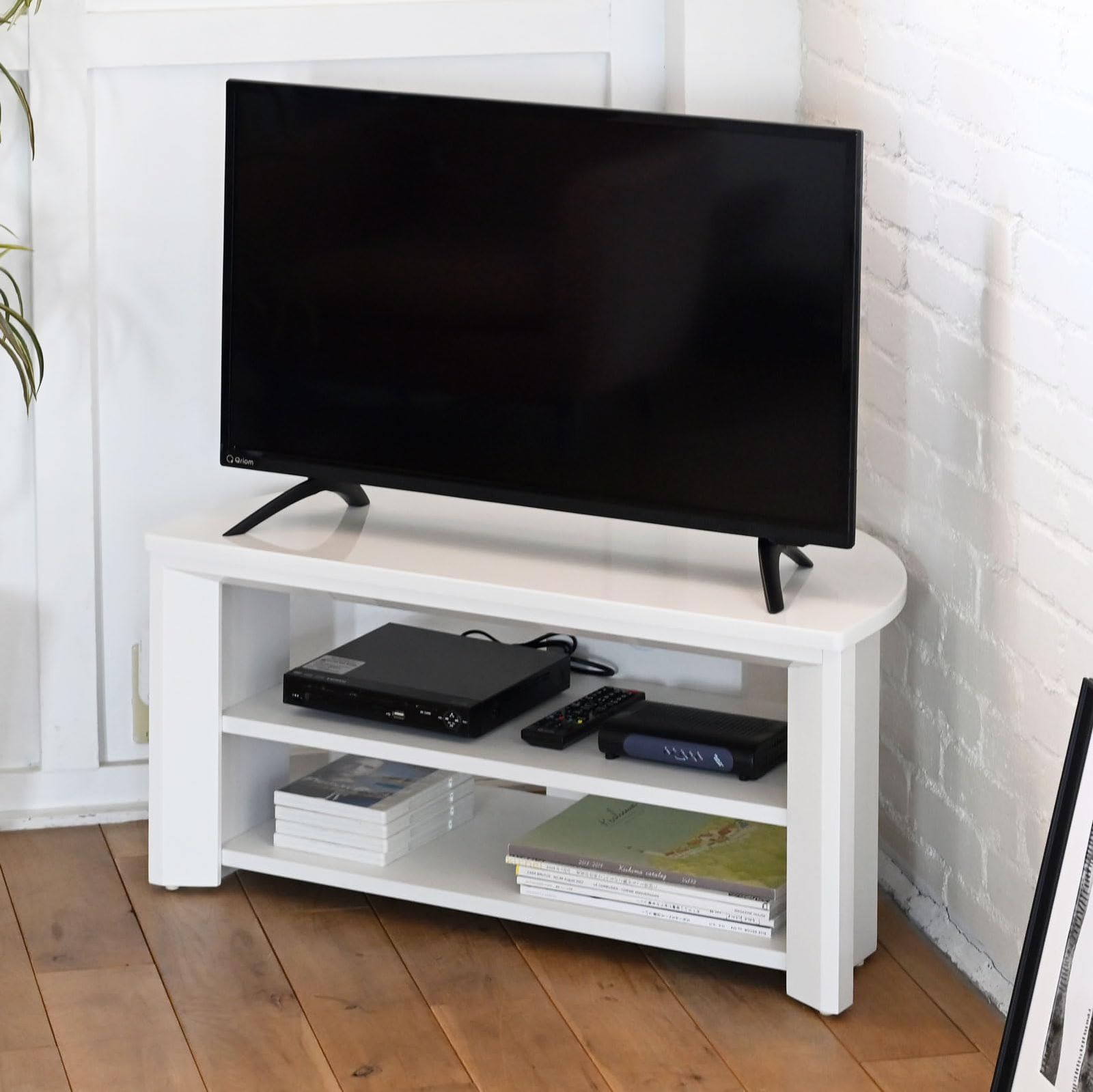 山善(YAMAZEN) テレビ台 テレビボード ラック ローボード 収納 コーナー 幅80×奥行39.5×高さ40cm 組立品 シャイニーホワイト SHTE-800(SWH) 8d940937