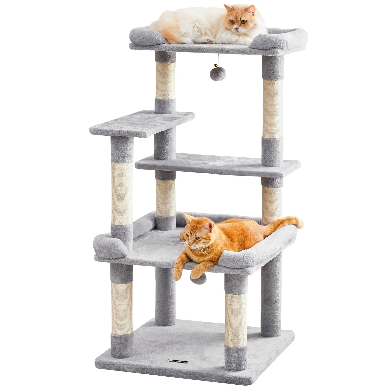 ☆新品☆MWPO 猫タワー 大型猫 シニア猫 据え置き 安定感 多頭飼い 爪とぎ 猫ベッド シンプル 114cm ライトグレー 954B 654c3153
