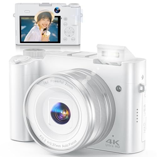 4K 6400万画素 デジカメ デジタルカメラ 16倍ズーム 3インチIPS画面 手振れ補正 ウェブカメラ機能 自撮り 連写 軽量 コンパクトHDMI出力 子供 初心者向け 修学旅行 卒業式 クリスマス 誕生日 ギフト 日本語説明書/32GB f699f2c4
