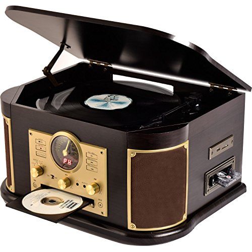 山善(YAMAZEN) キュリオム マルチレコードプレーヤー リモコン付き (CD/レコード/カセットテープ/AM FMラジオ/USB/SD) MRP-M100CR(DB) bf7bc86b