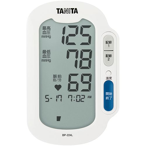 タニタ BP-224L 上腕血圧計 電池式 クリップ型 メモリー機能付き/スマートフォンと連携可能 BP224L