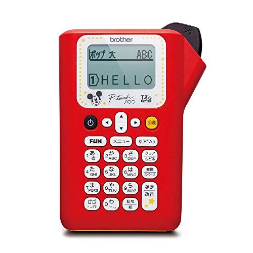 ブラザー工業 ラベルライター ピータッチ PT-J100MCR ミッキーレッド(3.5mm~12mm幅/TZeテープ)ｍａ