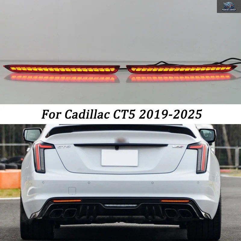 LEDリアバンパーライト キャデラック CT5 2019-2025 3-IN-1機能 リアランニングライト + ブレーキ + ウインカー リフレクター