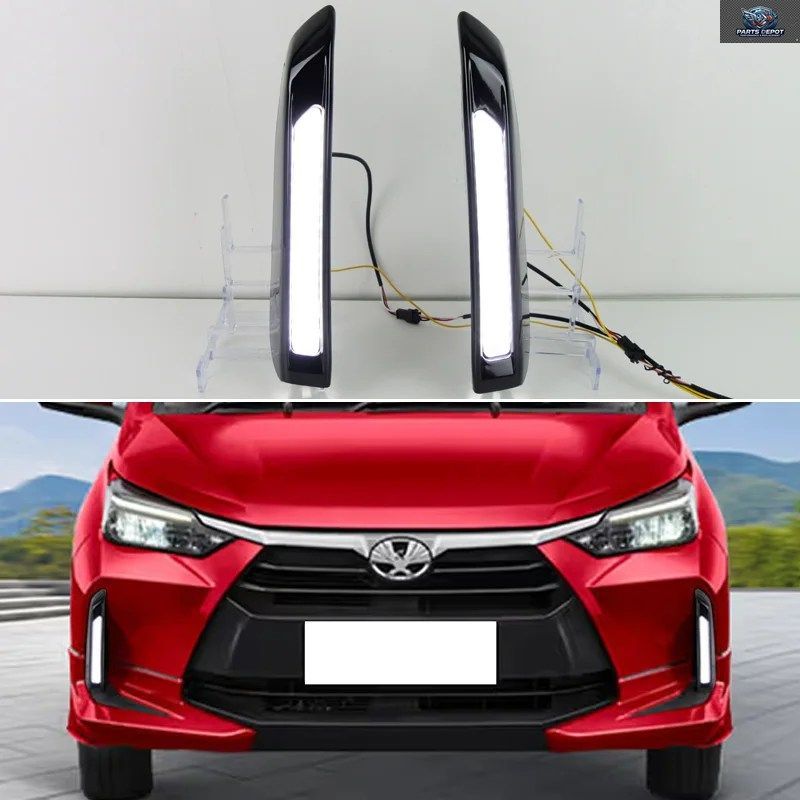 トヨタ AGYA 2023-2025 2個 ダイナミックターンシグナル 車用 DRL 12V LED デイタイムランニングライト LED フォグランプ装飾