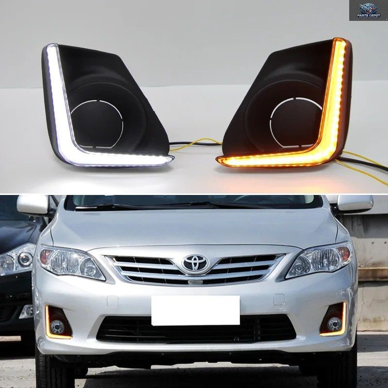 トヨタ カローラ 2010-2013 2個 ダイナミックターンシグナル 車用 DRL 12V LED デイタイムランニングライト LED フォグランプ装飾