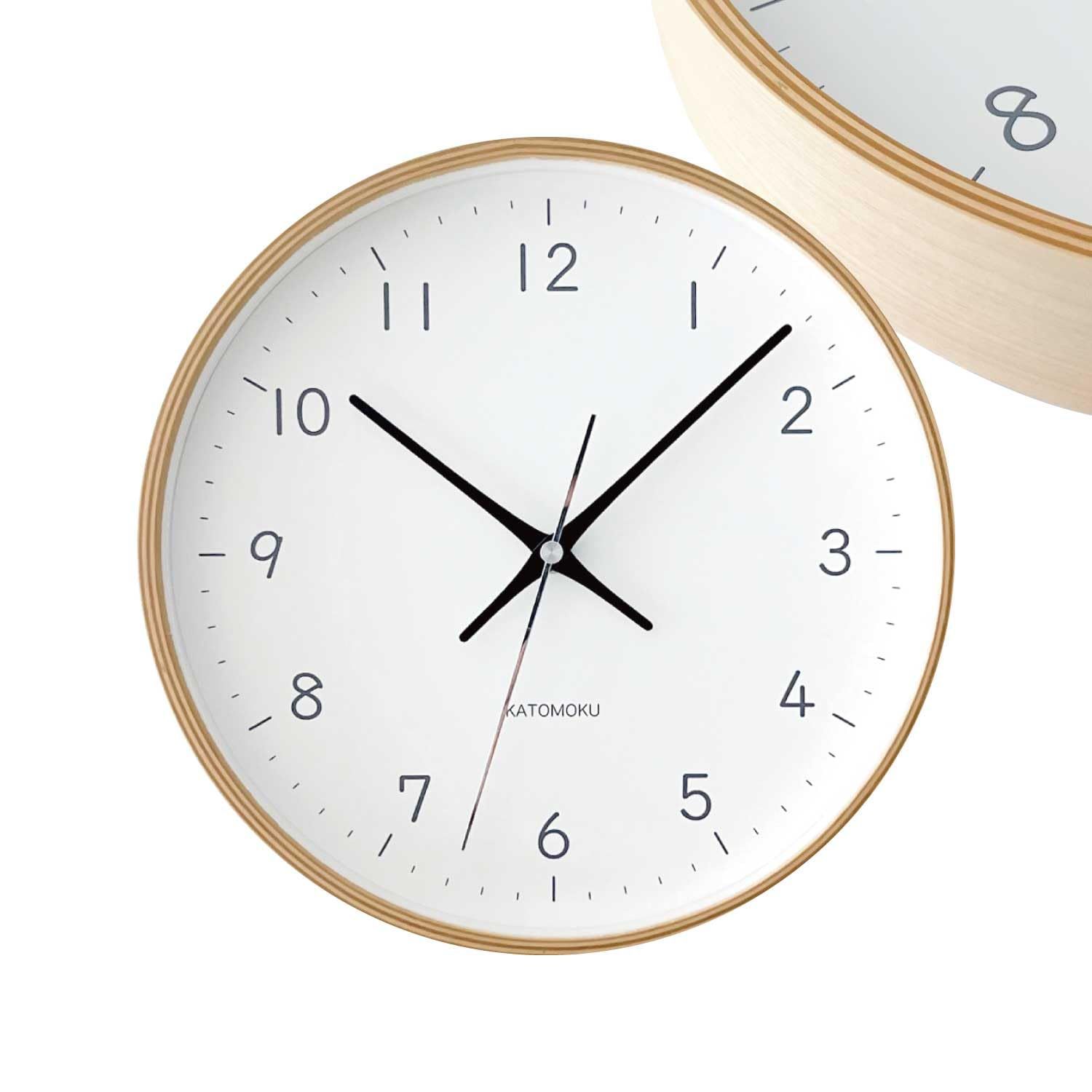 KATOMOKU plywood clock 22 ブラック km-121BKRC 掛け時計 連続秒針 直径25.2cm (電波時計) 国内発送 94479fea