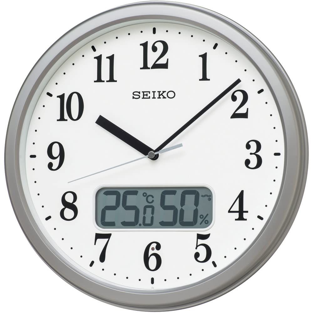 【メーカー延長保証2年対象】セイコークロック(Seiko Clock) 掛け時計 電波 アナログ 温度 湿度 表示 05:銀色メタリック 02:直径31cm KX244S 国内発送 9523c25a