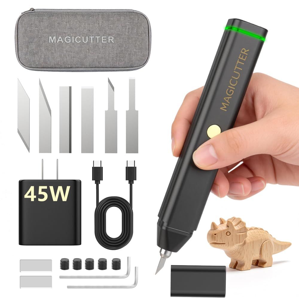 ☆新品☆45W高出力 超音波カッター 6種類90枚替刃 0遅延 4万Hz高速 チタン ＋PZT8振動子 USB Type-C給電式 高感度 超 音波 カッター 120g超軽量 自動電源OFF 超音波切断機 ポータブル 手持ち コンパクト MC 197e8518