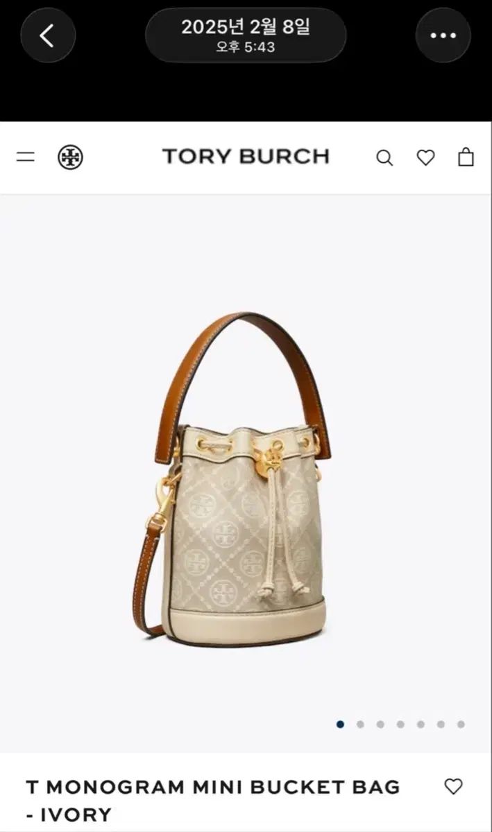 Tory Burch T モノグラム ミニ バケットバッグ アイボリー
