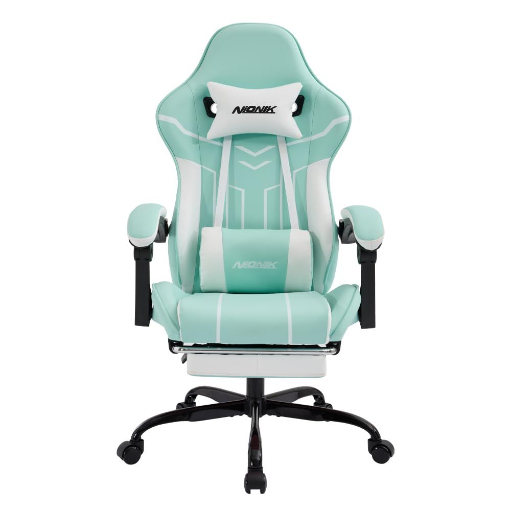 NIONIK ゲーミングチェア オットマン付き 幅広座面 オフェスチェア 連動ひじ掛け ハイバック gaming chair ゲーム用 チェア 多機能 135°リクライニング PCゲーミングチェア 静音キャスター 高さ調節でき パソコンチェア 勉強椅子 座ｍａ
