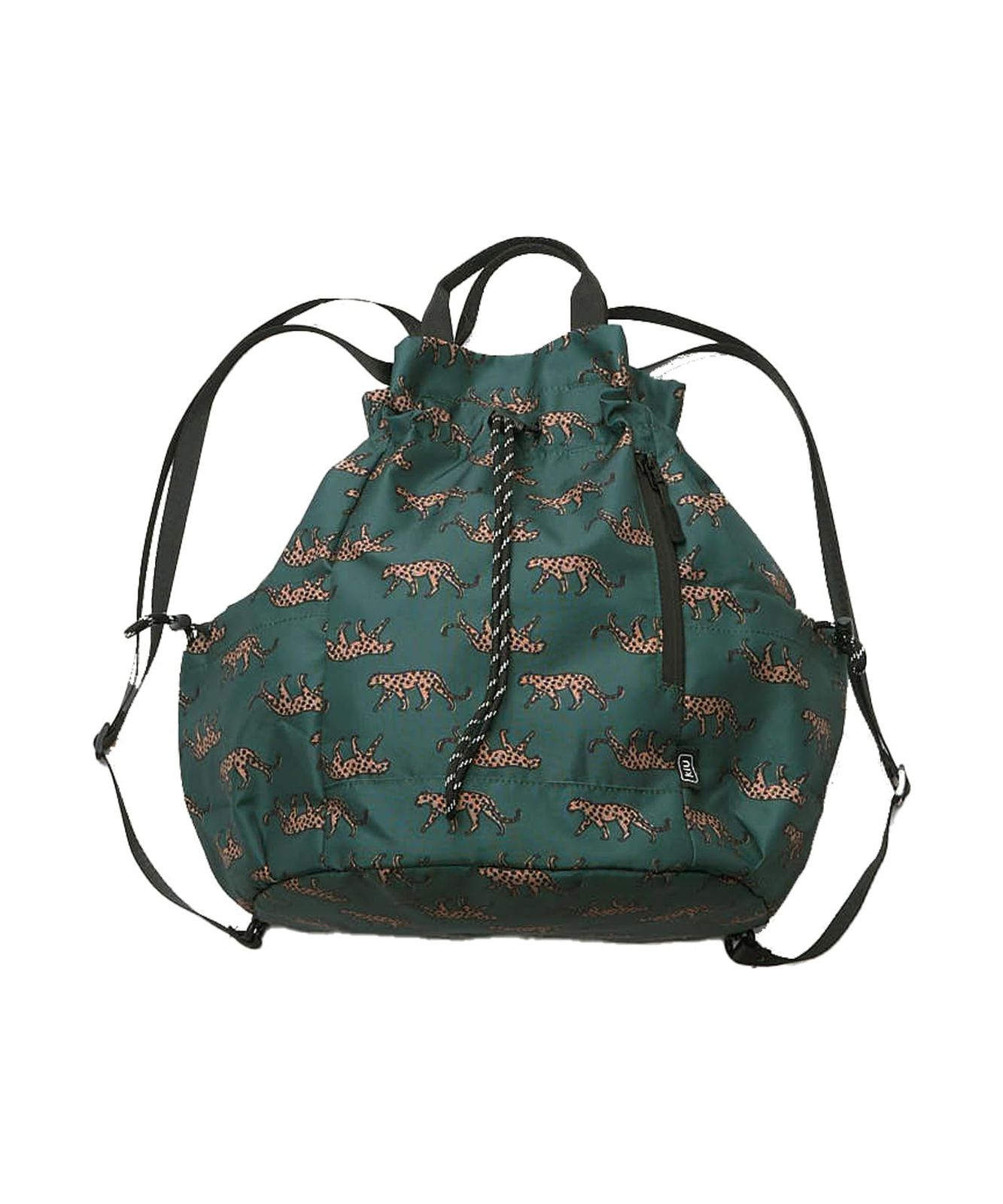 KiU キウ マルチウェイ ドローストリングバッグ MULTI WAY DRAWSTRING BAG 防水 撥水 3way バックパック リュック トートバッグ ショルダー 多機能 大容量 おしゃれ かわいい レオパード K530-175ｍａ