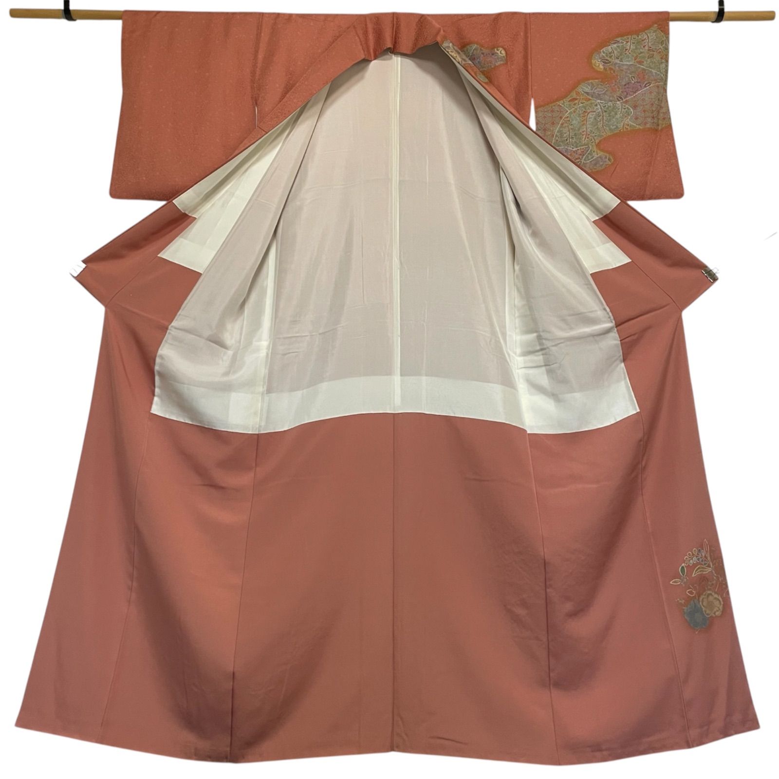 R016 美品 訪問着 辻が花 金彩加工 絞り染め 丹後ちりめん しぼ寄せ