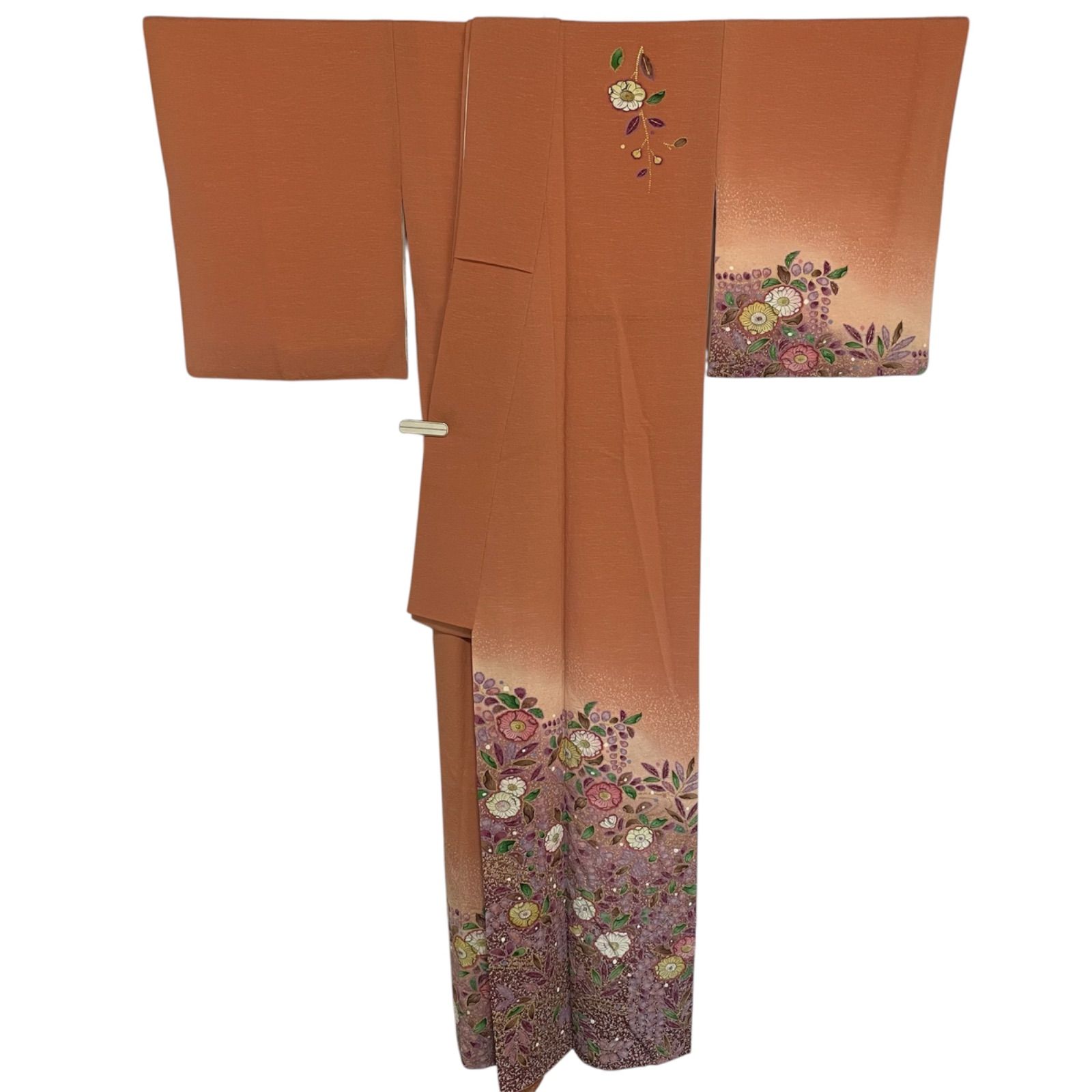 R017 美品 付け下げ 作家物 落款あり 辻が花 金彩加工 丹後ちりめん
