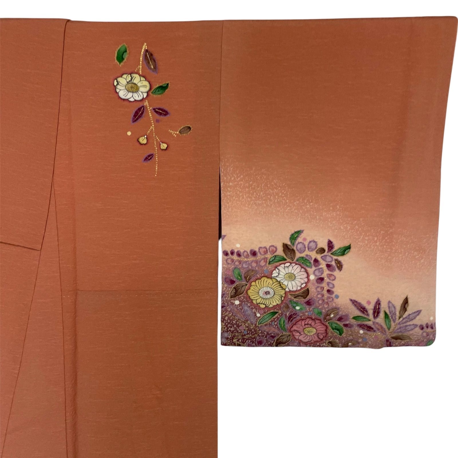 R017 美品 付け下げ 作家物 落款あり 辻が花 金彩加工 丹後ちりめん 