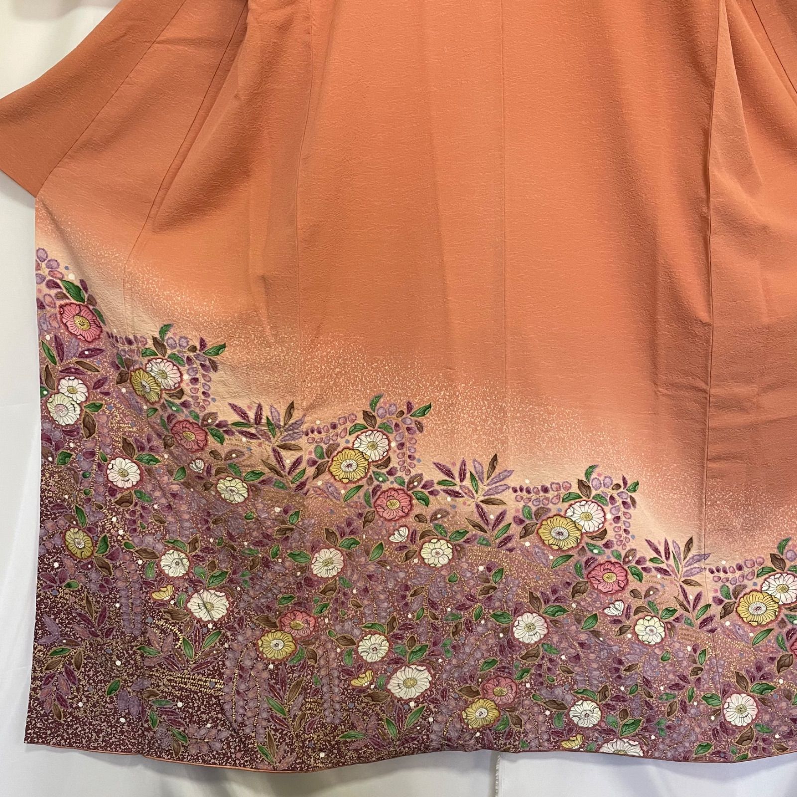 R017 美品 付け下げ 作家物 落款あり 辻が花 金彩加工 丹後ちりめん 