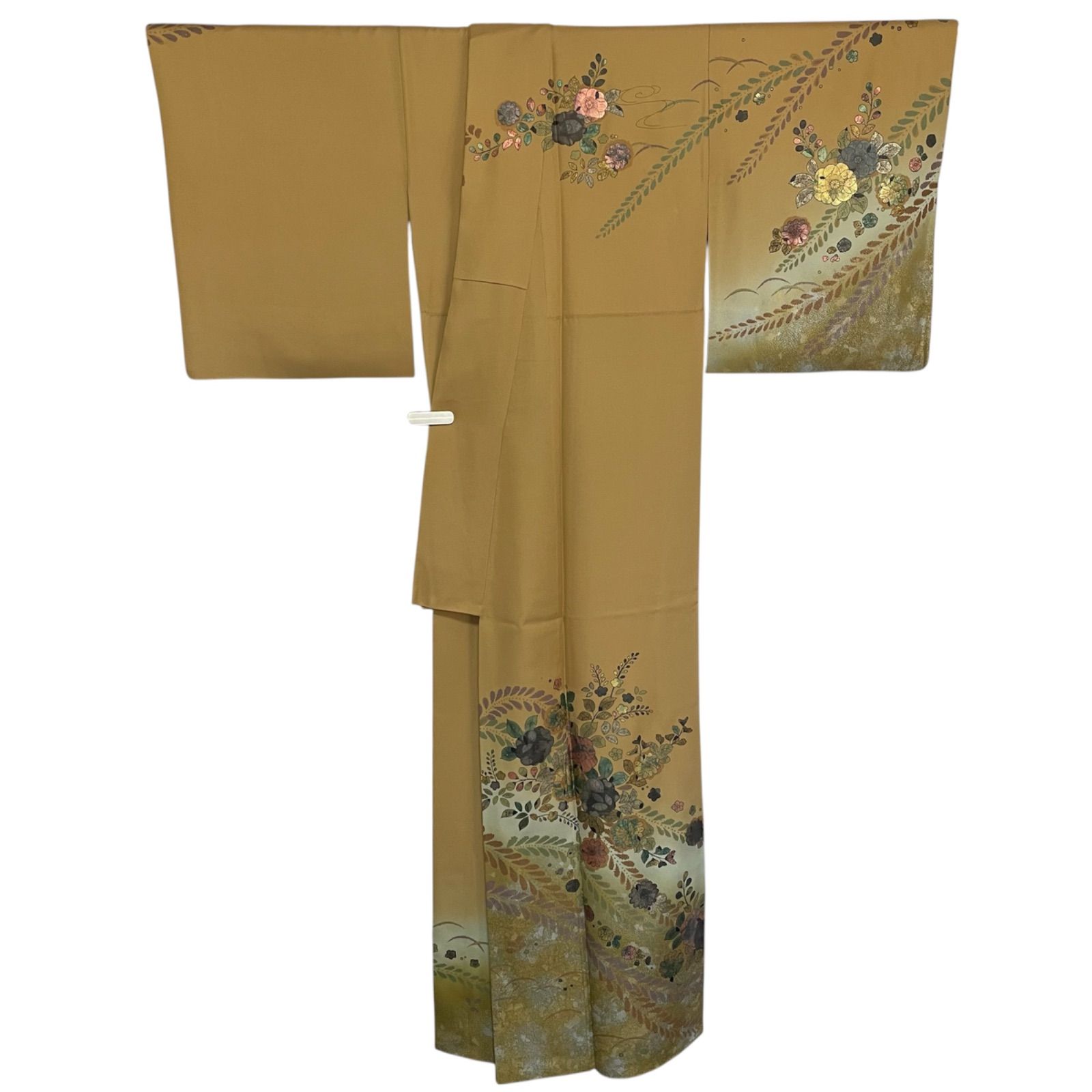 R018 訪問着 辻が花 金彩加工 丹後ちりめん 手描き 暈し染め 正絹 身丈 