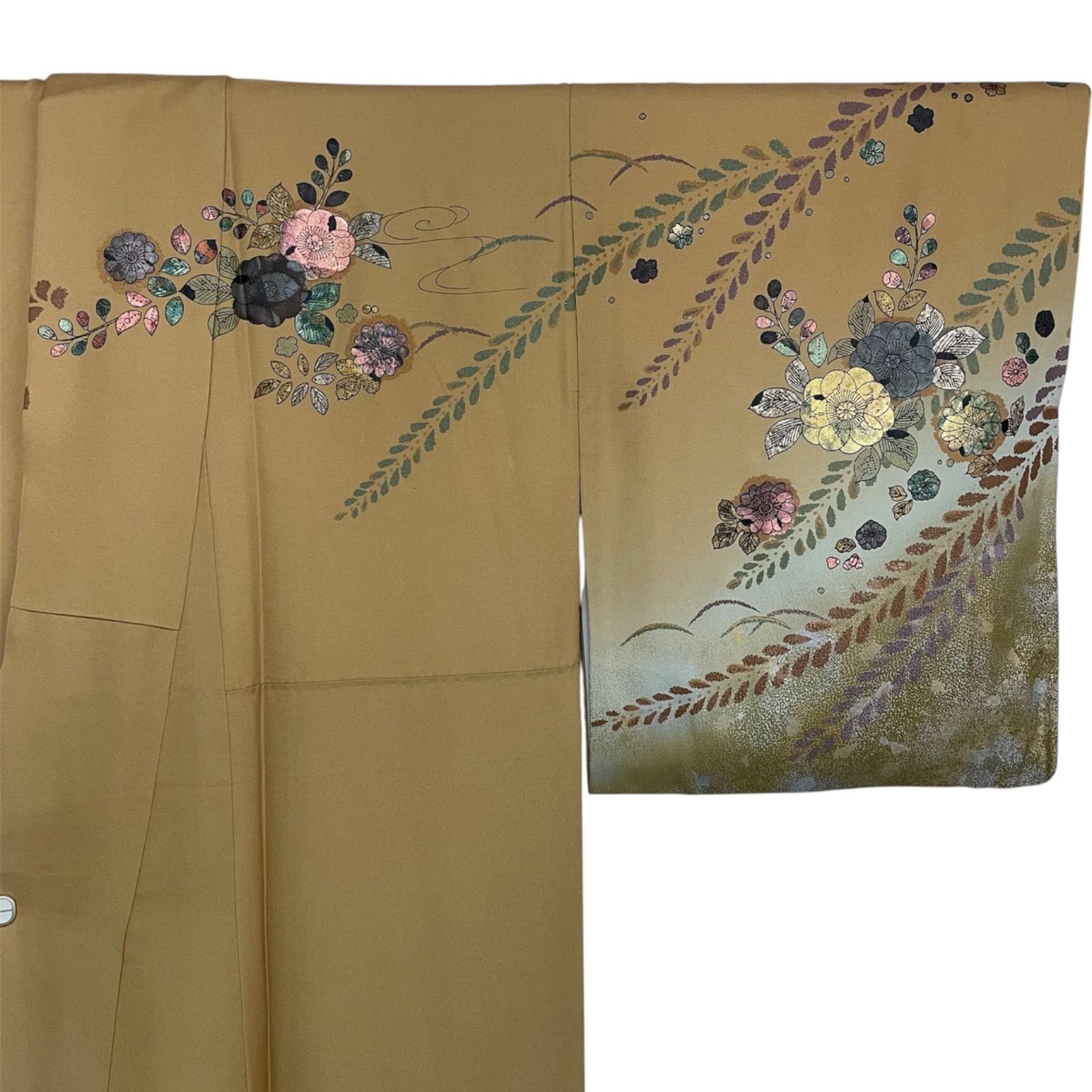 R018 訪問着 辻が花 金彩加工 丹後ちりめん 手描き 暈し染め 正絹 身丈