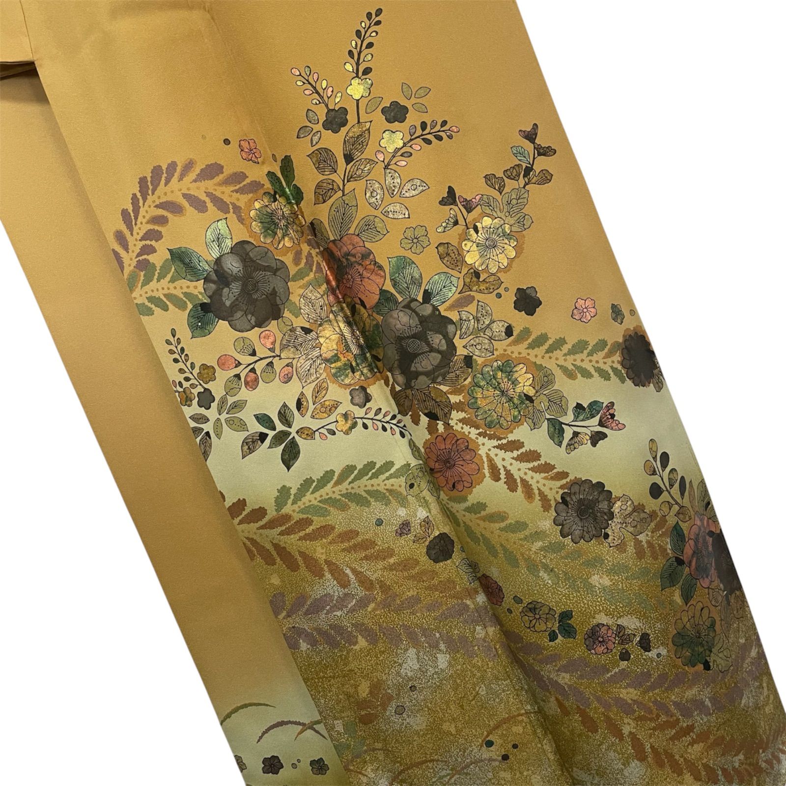 R018 訪問着 辻が花 金彩加工 丹後ちりめん 手描き 暈し染め 正絹 身丈 