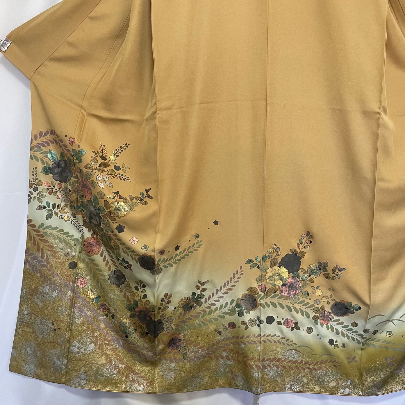 R018 訪問着 辻が花 金彩加工 丹後ちりめん 手描き 暈し染め 正絹 身丈 