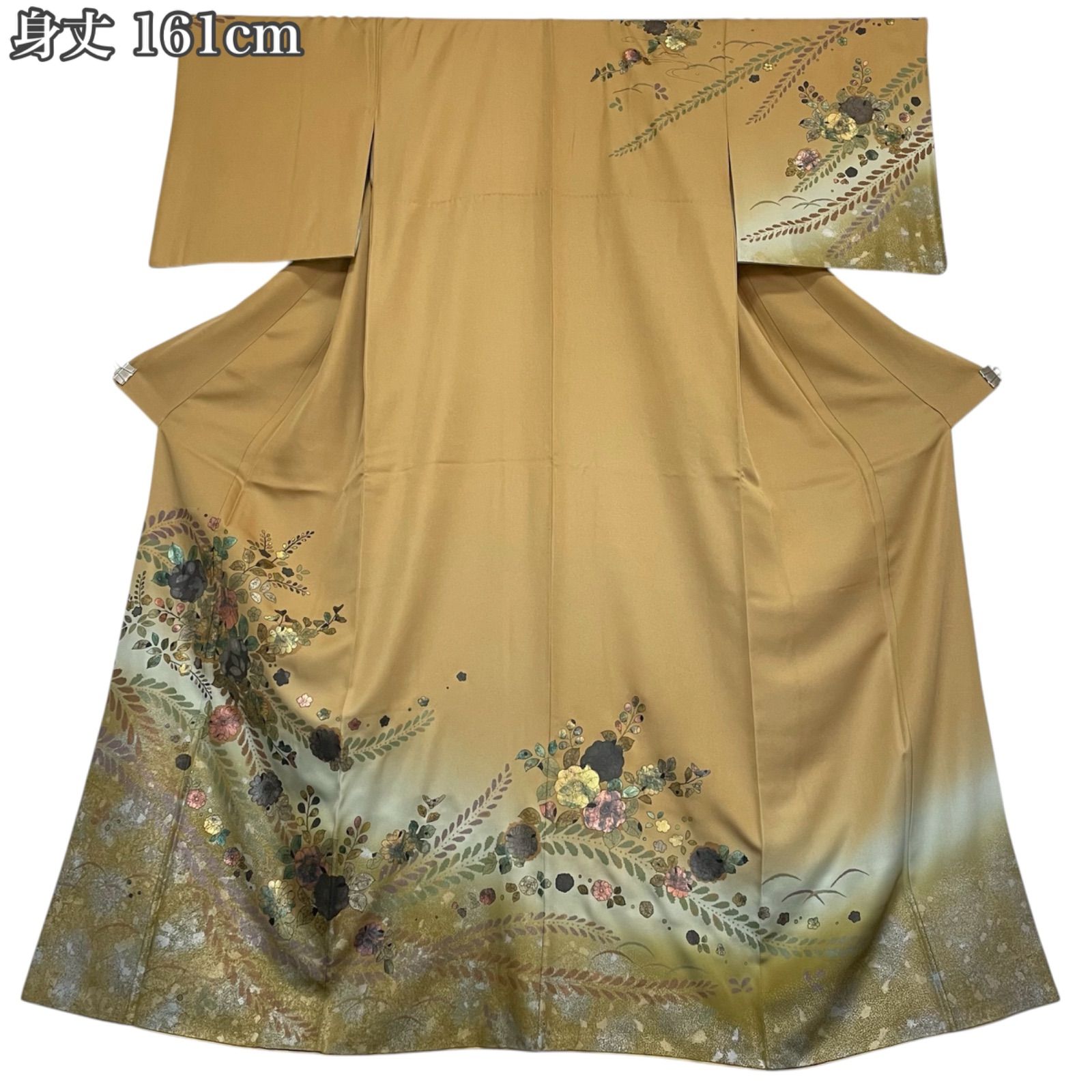 R018 訪問着 辻が花 金彩加工 丹後ちりめん 手描き 暈し染め 正絹 身丈