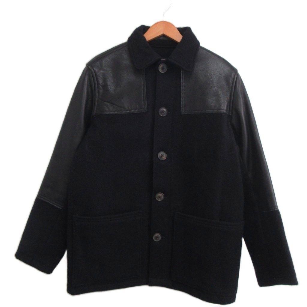 ナイジェルケーボン レザー ブルゾン ジャケット ネイビー 50 XL ウール ナイジェルケーボン NIGEL CABOURN FLANNEL DONKEY JACKET ドンキー