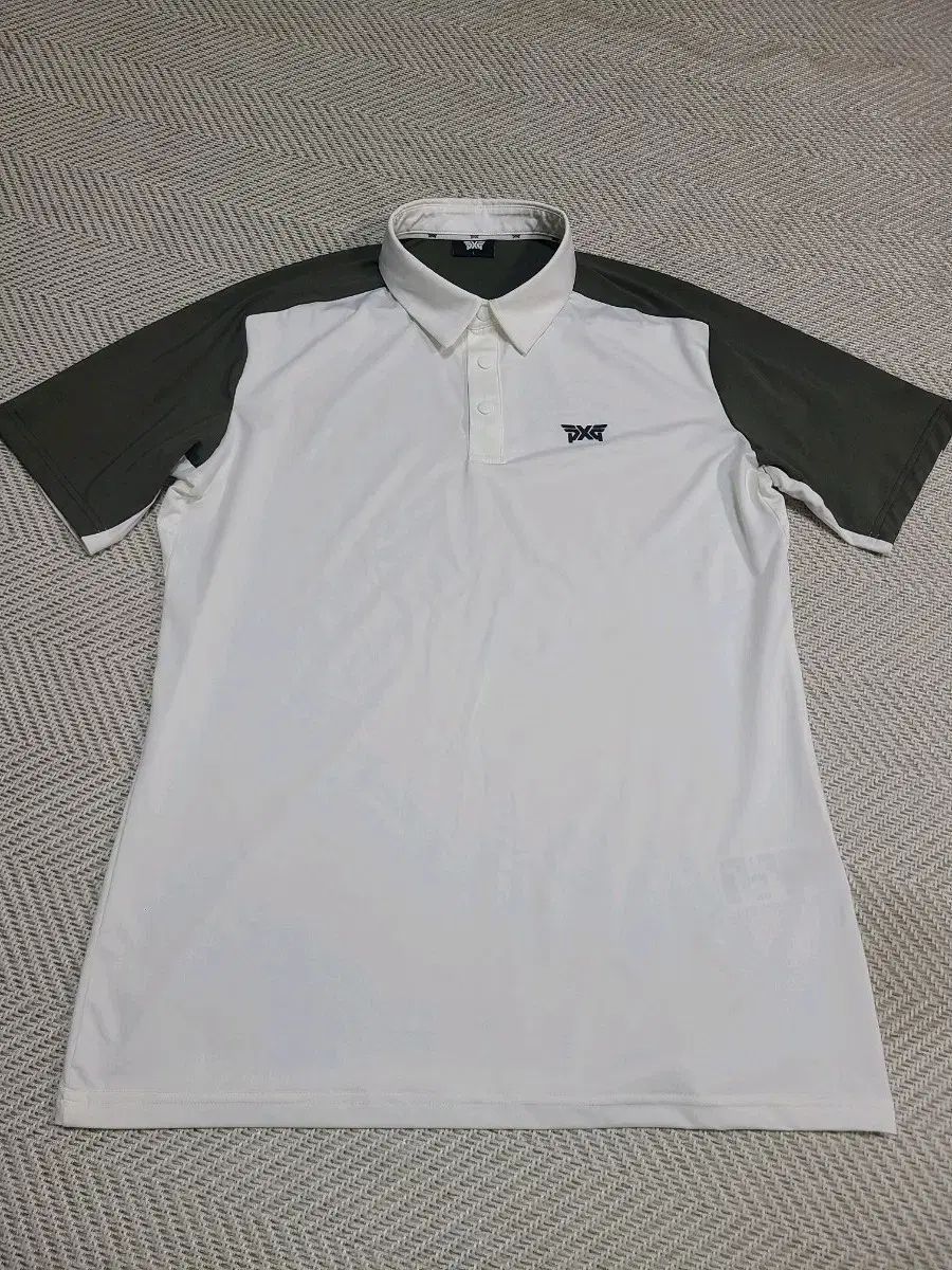 L)PXG ゴルフウェア 半袖 カラーTシャツ 白/ダークグリーン