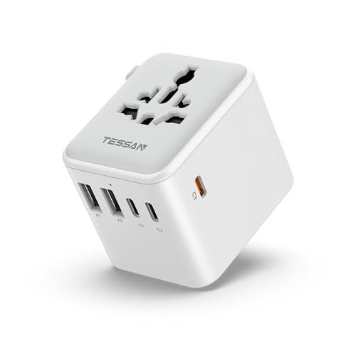 65W急速充電 変換プラグ 全世界対応 TESSAN 海外 変換プラグ 1AC差込口 5USB（3USB-C） 電源アダプター C BF O Aタイプ 海外コンセント自由変換 韓国 オーストラリア シンガポール イギリス タイ ベトナム ヨーロッパ用 旅行 便
