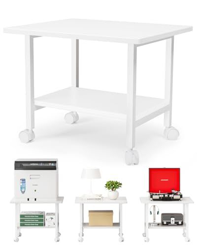 プリンター台 プリンターラック 机上&机下台 収納カート 収納ラック レンジ台 金具 オフィスワゴン ロータイプ キャスター付き プリンターワゴン レンジ台 ラック 移動しやすい 移動便利 (純白)*vj ee35a43e