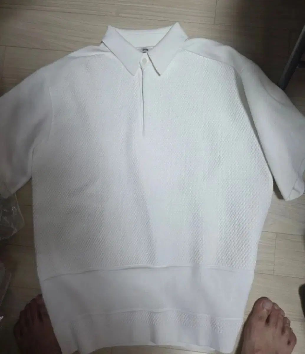 システムオム 正規品 カラーネック ニット 半袖 白 105サイズ