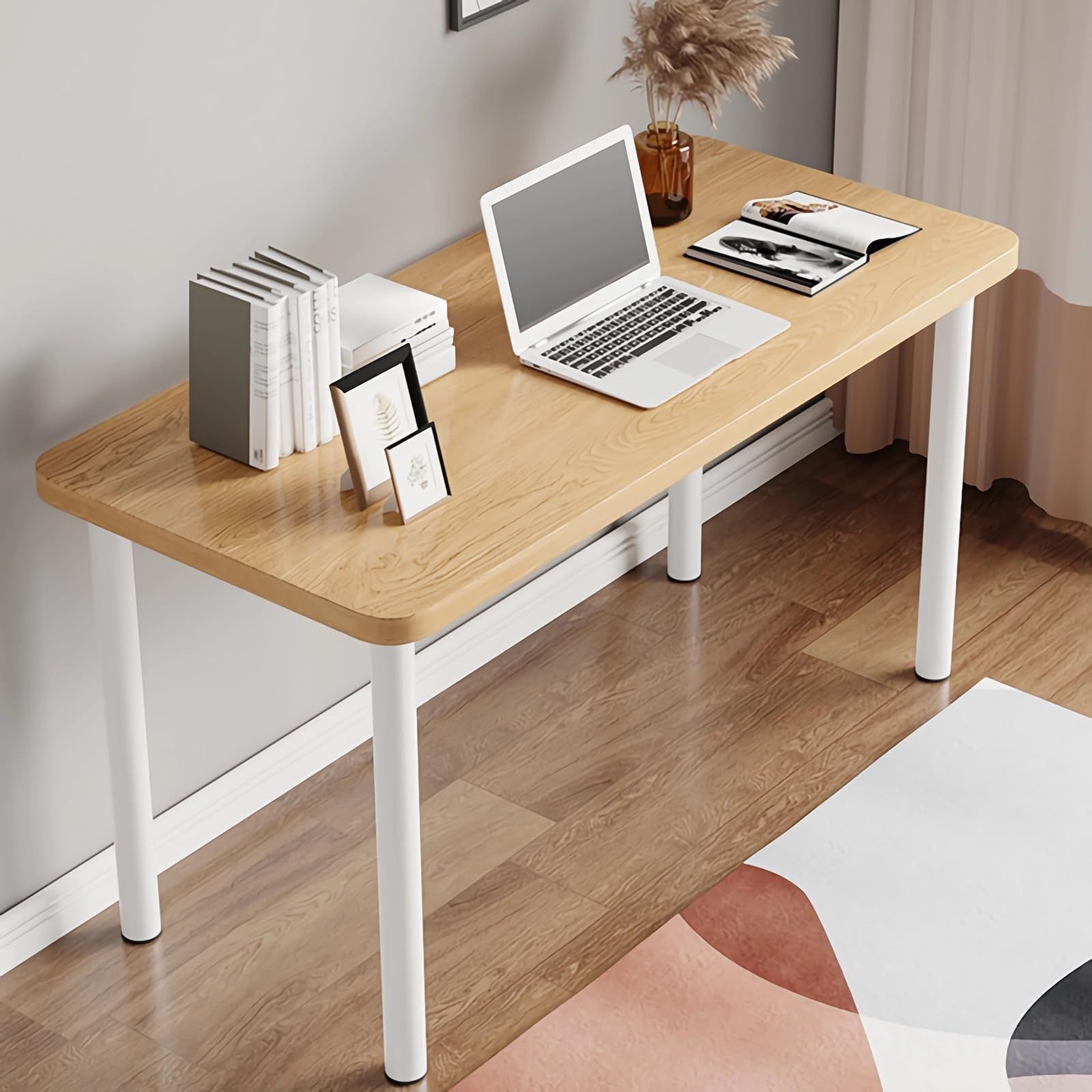 [Rshtong] デスク パソコンデスク 勉強机 机 幅80cm×奥行50cm 天板厚さ2.5cm PCデスク ゲーミングデスク desk ?子 在宅ワーク リモートワーク用 おしゃれ シンプル 化粧台 作業机 組立簡単 (木目調, 幅80cm)ｍａ