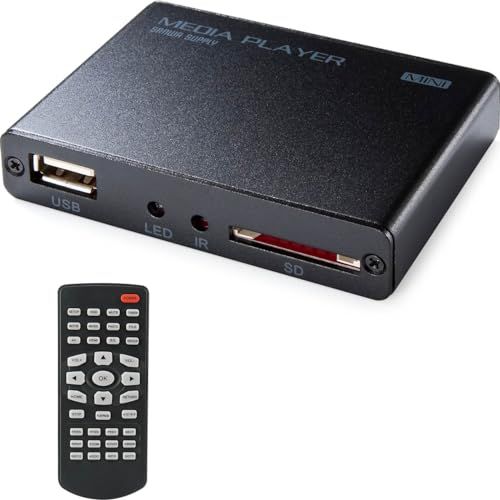 サンワダイレクト メディアプレーヤー HDMI/RCA出力 USBメモリ/SDカード対応 MP4再生 オートプレイ機能 HDMIケーブル付属 400-MEDI020Hｍａ