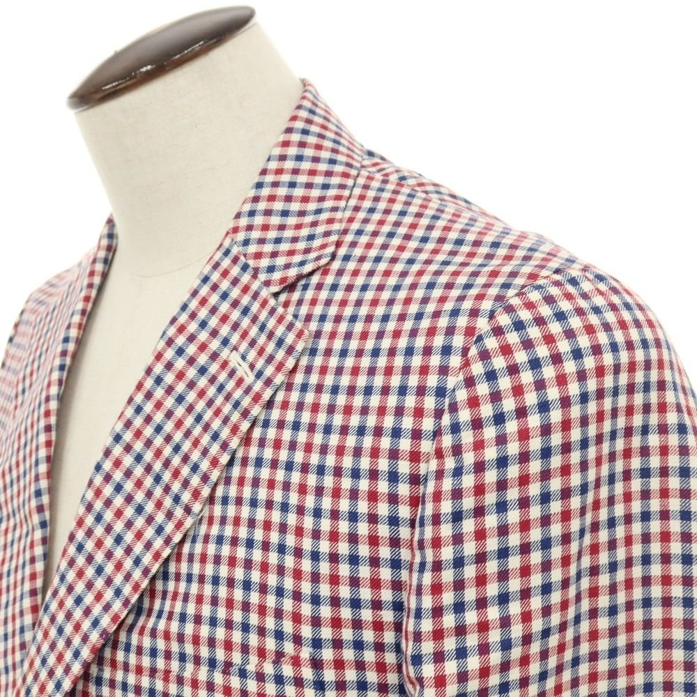 中古】イザイア ISAIA リネンコットン チェック 3B テーラード 