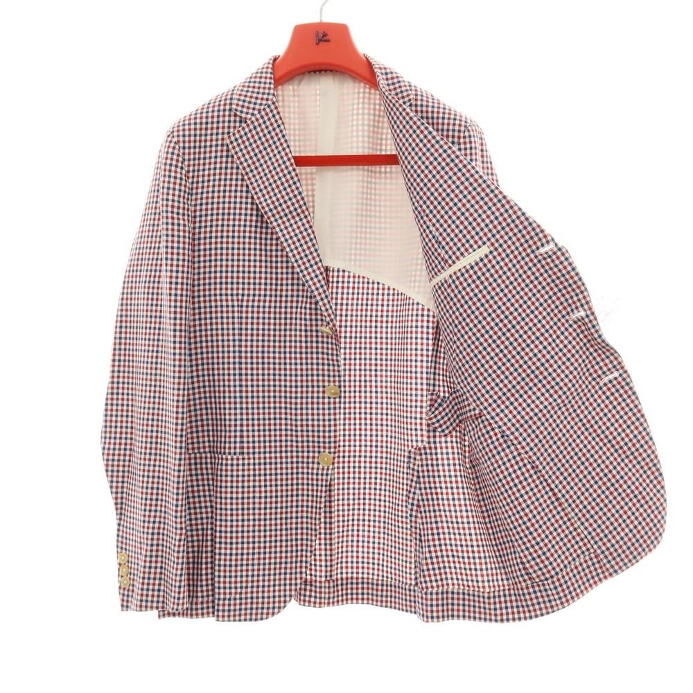 中古】イザイア ISAIA リネンコットン チェック 3B テーラード 