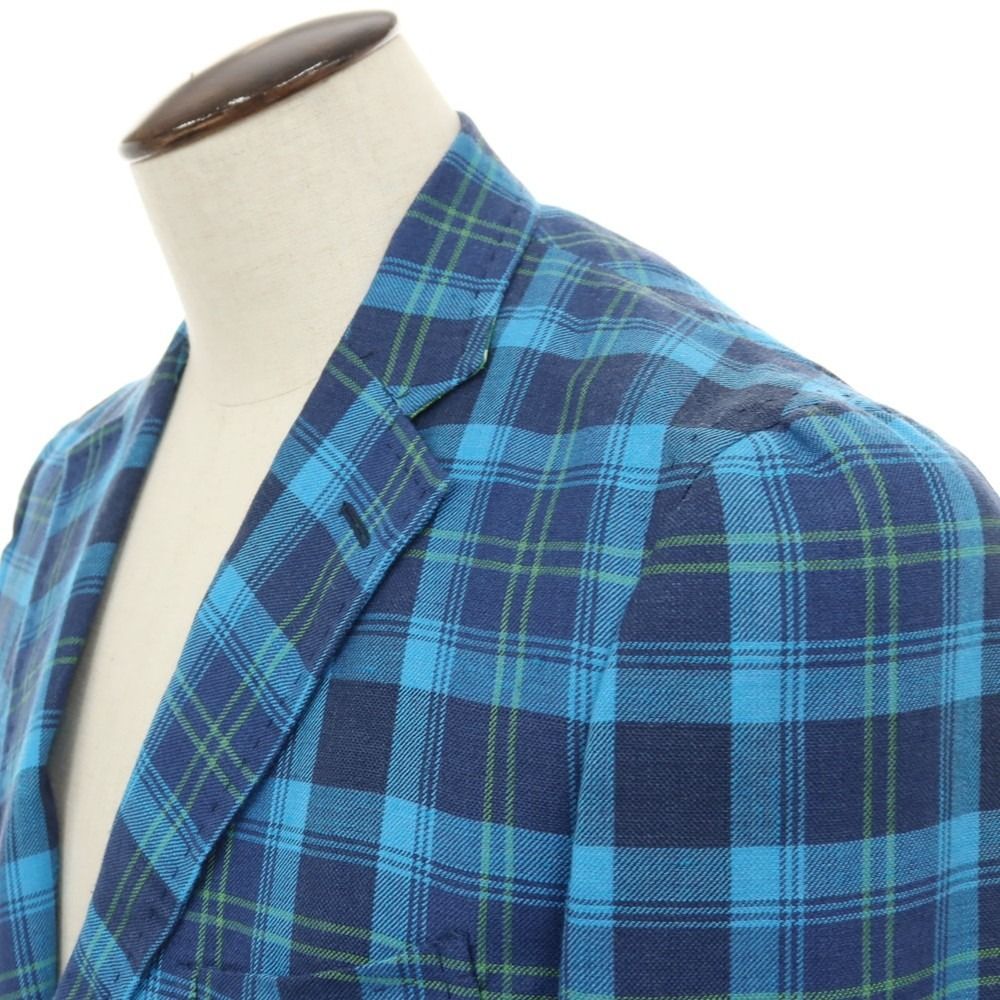 中古】イザイア ISAIA ウールリネンシルクカシミヤ チェック 2B